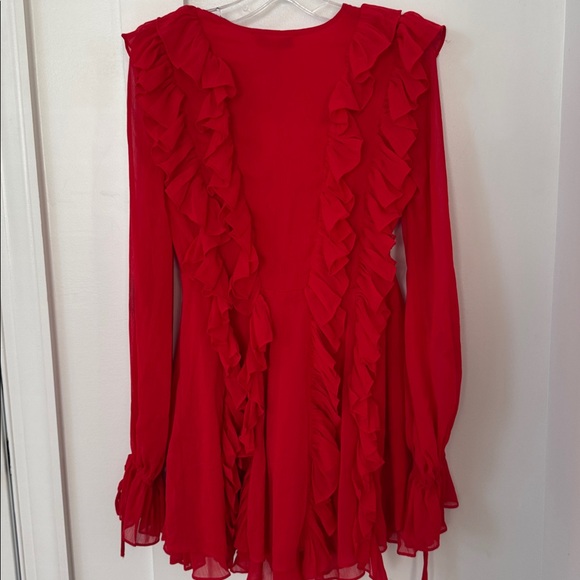 NWT Anthropologie Endless Rose LONG-SLEEVE RUFFLE MINI DRESS Size XS - Picture 7 of 10
